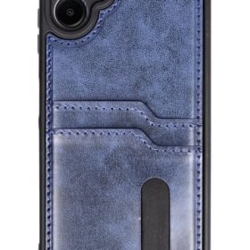 Samsung Galaxy A06 Kılıf Sara Kartvizitli Deri Kılıf - Lacivert-(5796)