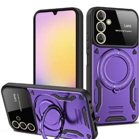 Samsung Galaxy S25 Kılıf Joy Lens Standlı Kapak - Mor-(5796)