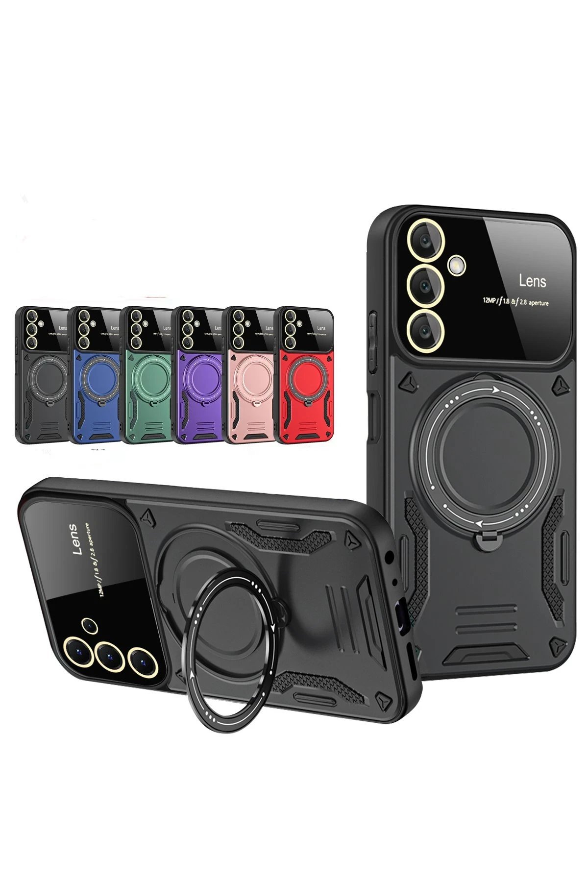 Samsung Galaxy S25 Kılıf Joy Lens Standlı Kapak - Mor-(5796) - Görsel 2