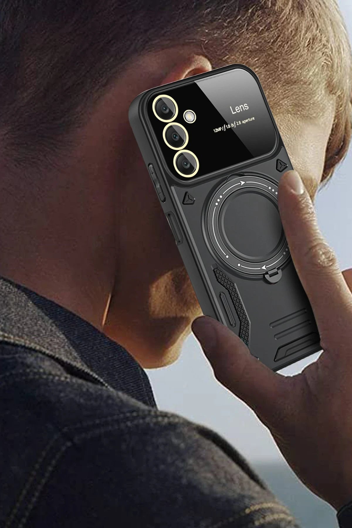 Samsung Galaxy S25 Plus Kılıf Joy Lens Standlı Kapak - Lacivert-(5796) - Görsel 3