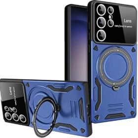 Samsung Galaxy S25 Ultra Kılıf Joy Lens Standlı Kapak - Lacivert-(5796)