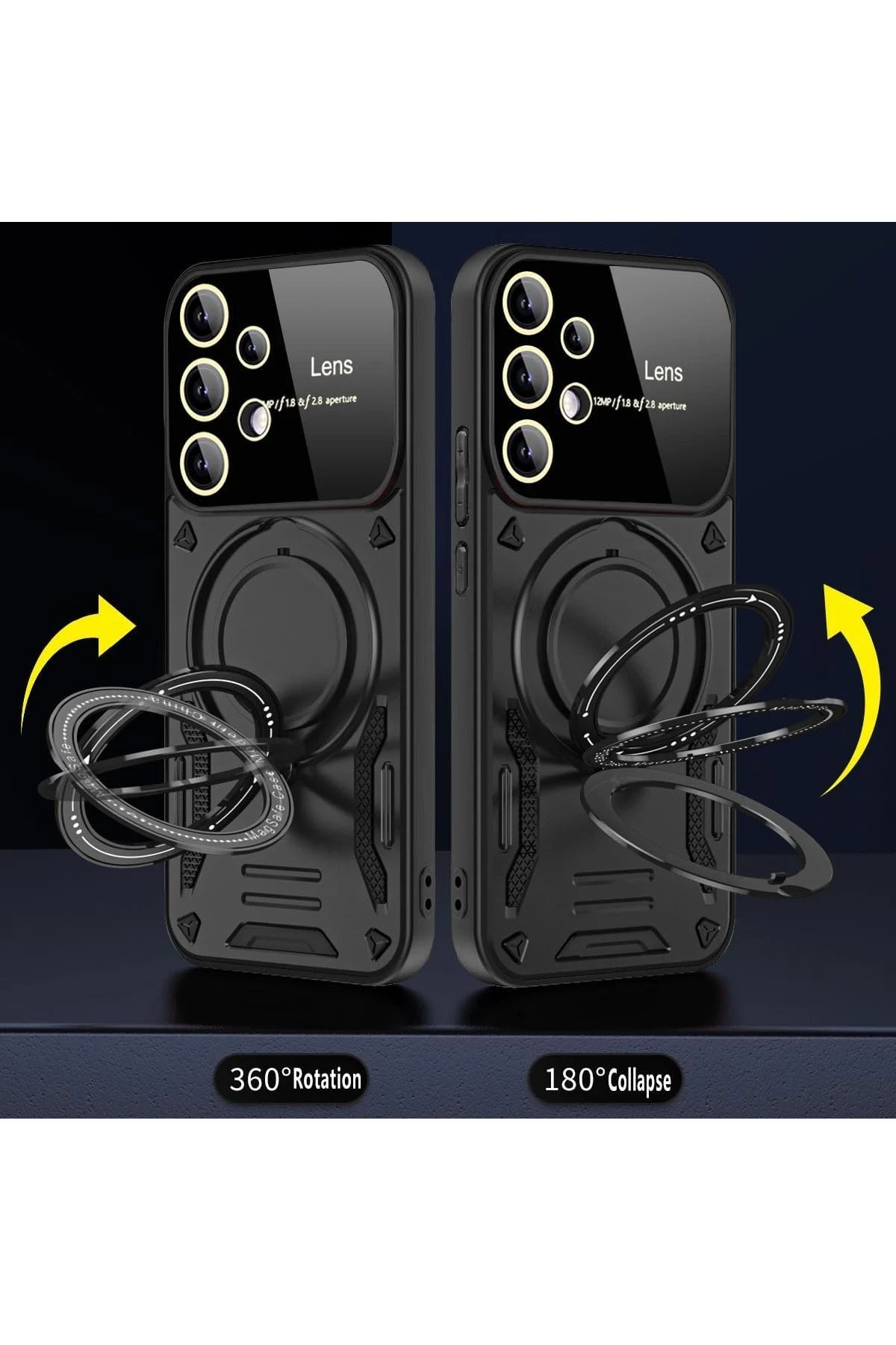 Samsung Galaxy S25 Ultra Kılıf Joy Lens Standlı Kapak - Lacivert-(5796) - Görsel 2