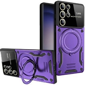 Samsung Galaxy S25 Ultra Kılıf Joy Lens Standlı Kapak - Mor-(5796)