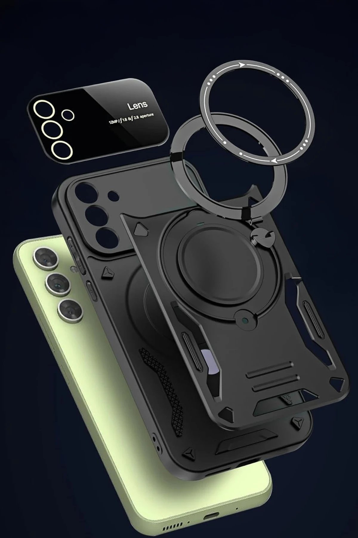 Samsung Galaxy S24 FE Kılıf Joy Lens Standlı Kapak - Siyah-(5796) - Görsel 3