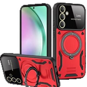 Samsung Galaxy S24 FE Kılıf Joy Lens Standlı Kapak - Kırmızı-(5796)