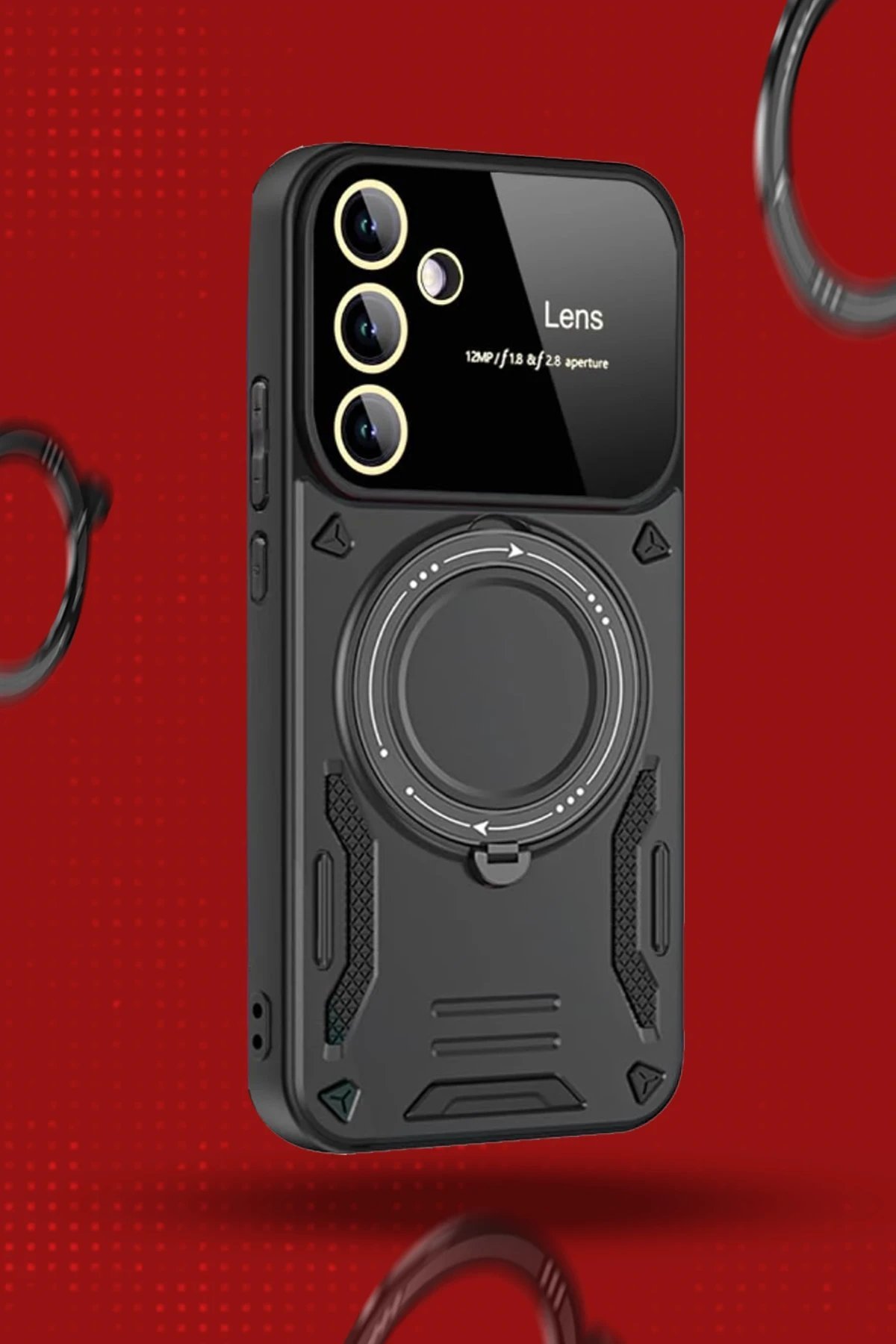 Samsung Galaxy S24 FE Kılıf Joy Lens Standlı Kapak - Kırmızı-(5796) - Görsel 2