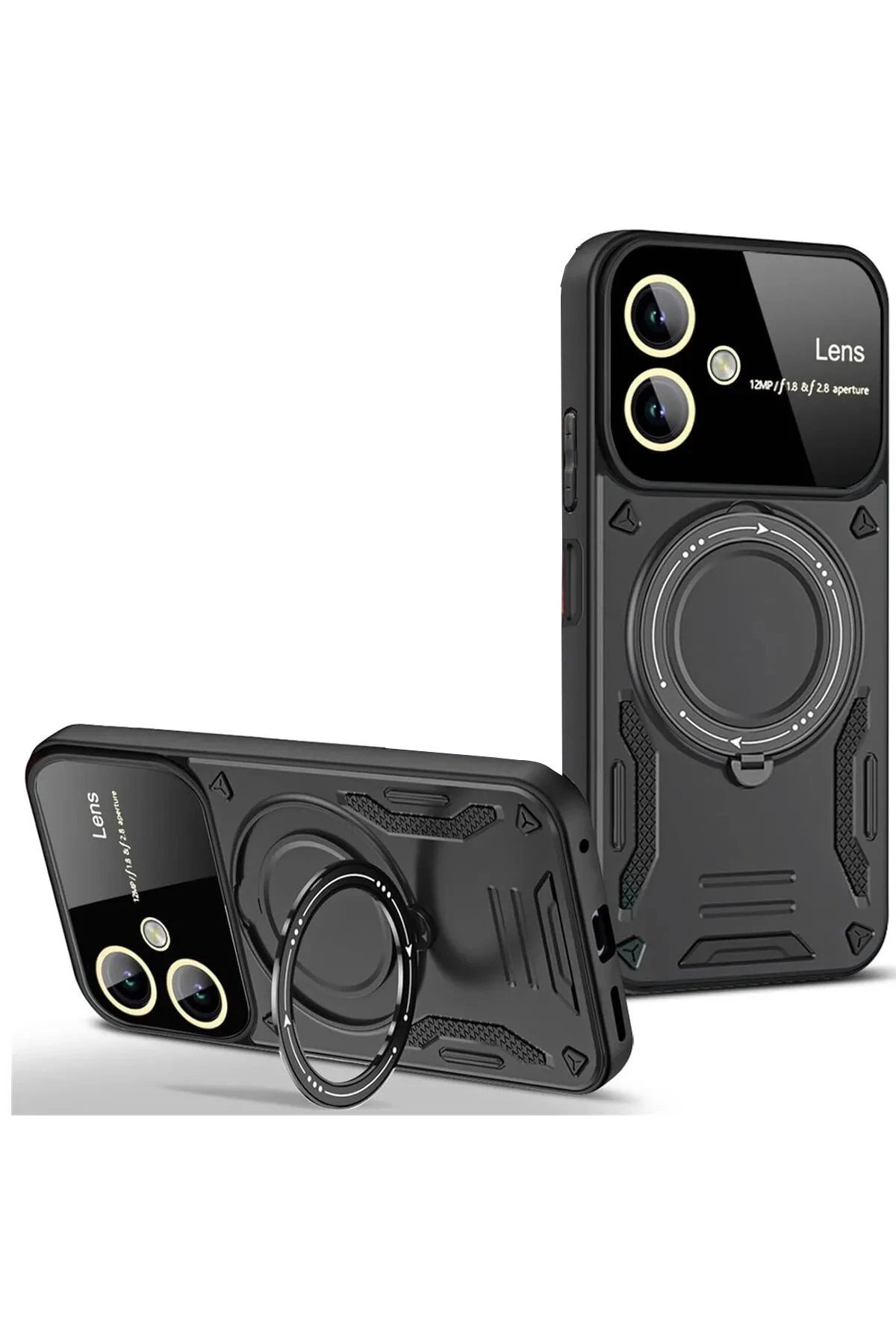Samsung Galaxy A06 Kılıf Joy Lens Standlı Kapak - Siyah-(5796)