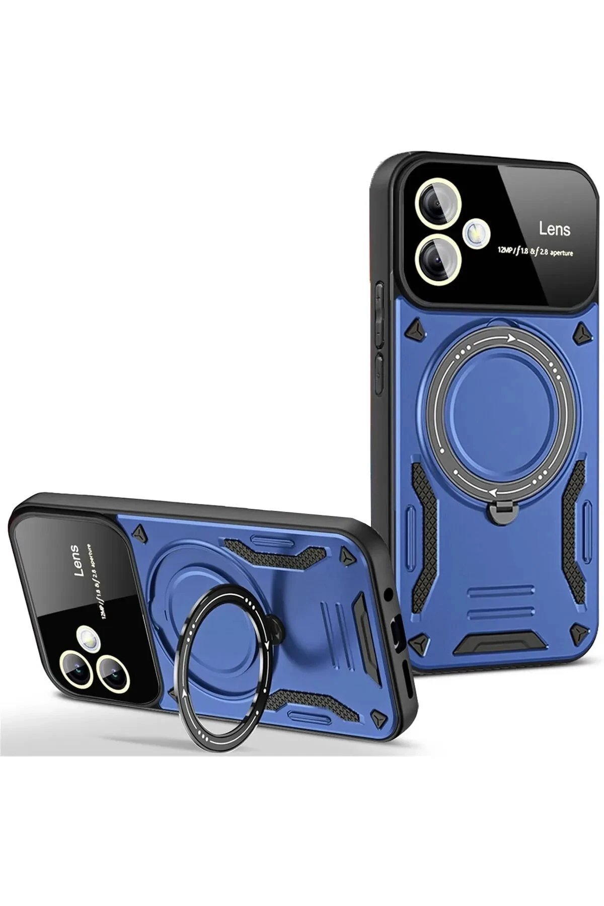 Samsung Galaxy A06 Kılıf Joy Lens Standlı Kapak - Lacivert-(5796)