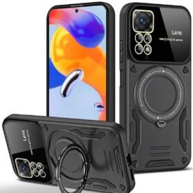 Xiaomi Redmi Note 11 Pro Kılıf Joy Lens Standlı Kapak - Siyah-(5796)