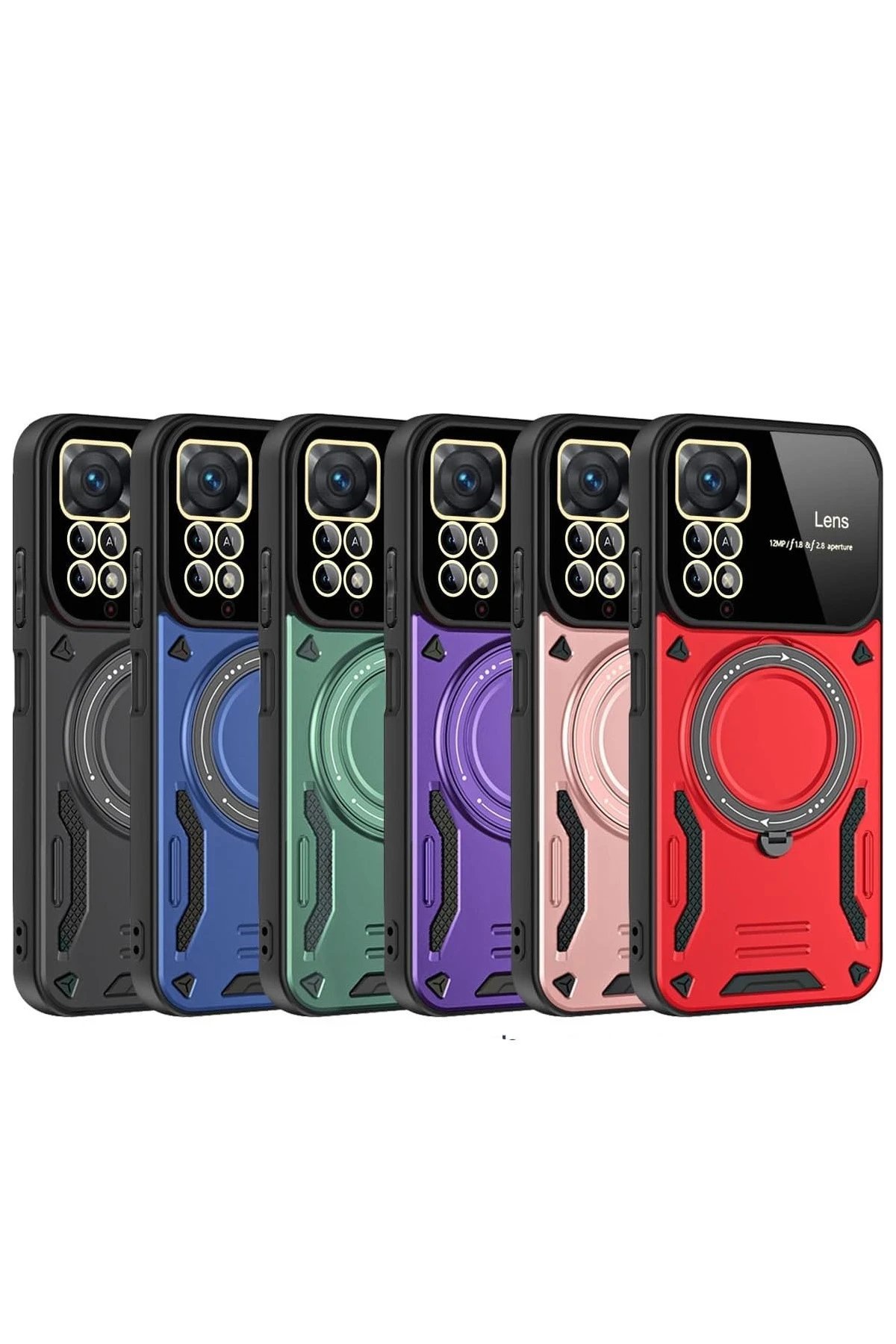 Xiaomi Redmi Note 11 Pro Kılıf Joy Lens Standlı Kapak - Lacivert-(5796) - Görsel 2