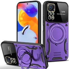 Xiaomi Redmi Note 11 Pro Kılıf Joy Lens Standlı Kapak - Mor-(5796)