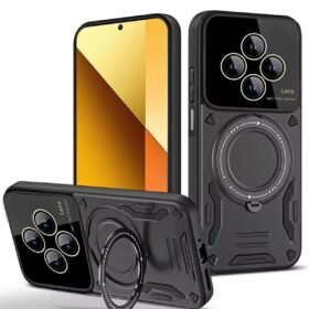 Xiaomi Redmi 14C Kılıf Joy Lens Standlı Kapak - Siyah-(5796)