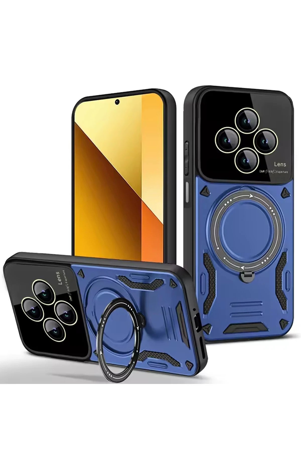 Xiaomi Redmi 14C Kılıf Joy Lens Standlı Kapak - Lacivert-(5796)