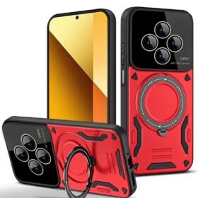 Xiaomi Redmi 14C Kılıf Joy Lens Standlı Kapak - Kırmızı-(5796)
