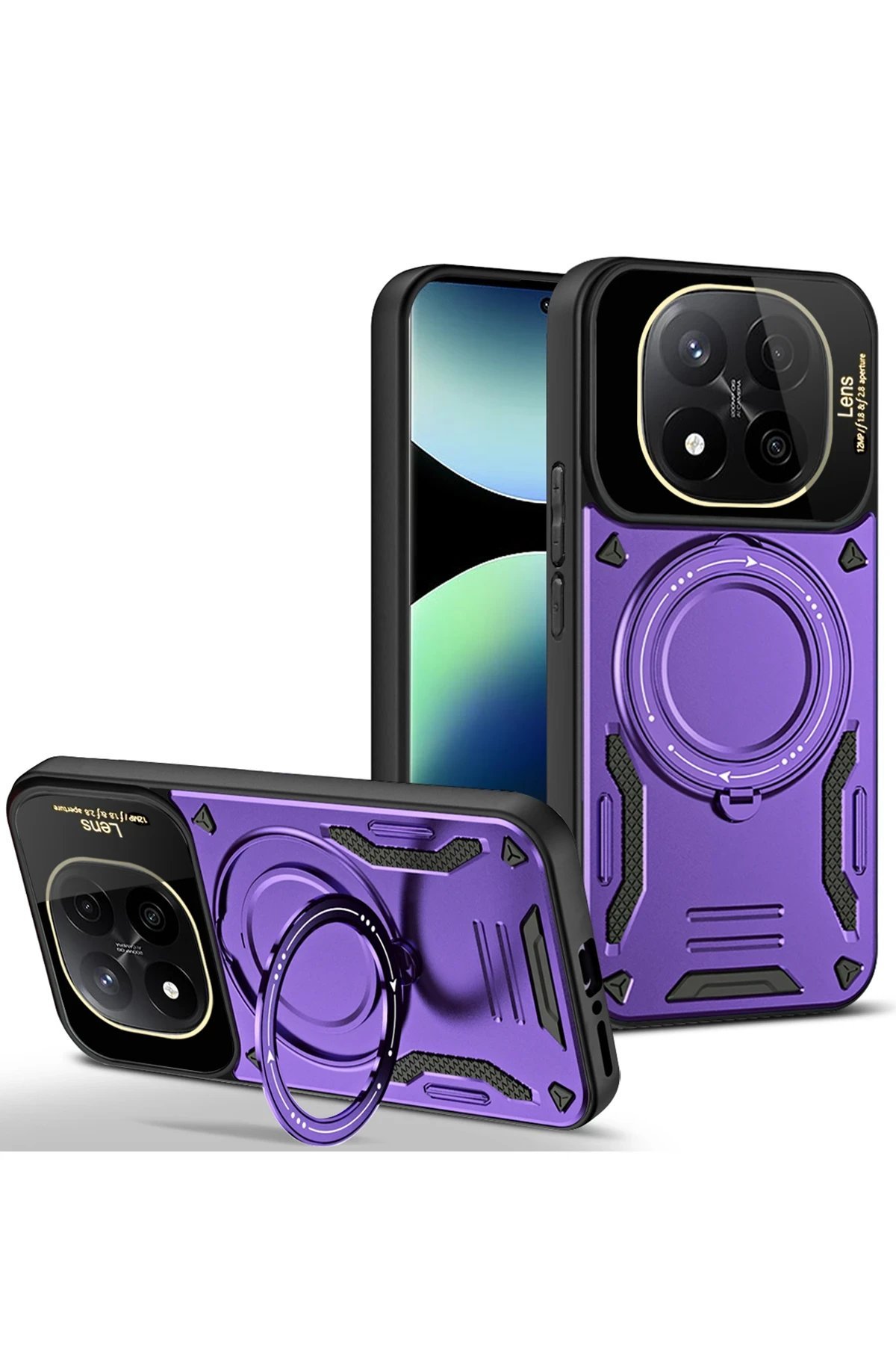 Xiaomi Redmi Note 14 Pro 4G Kılıf Joy Lens Standlı Kapak - Mor-(5796)