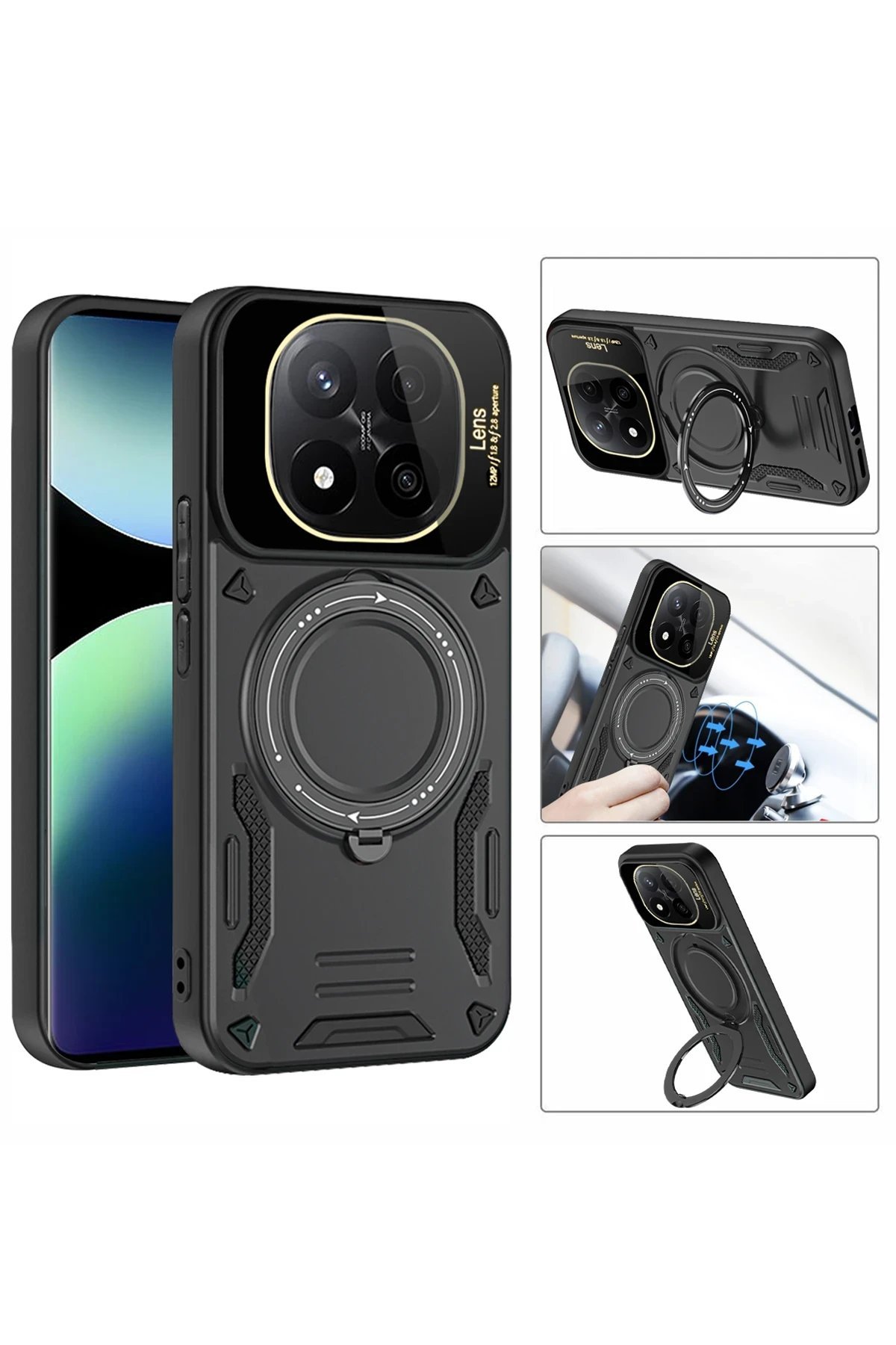 Xiaomi Redmi Note 14 Pro 5G Kılıf Joy Lens Standlı Kapak - Mor-(5796) - Görsel 2