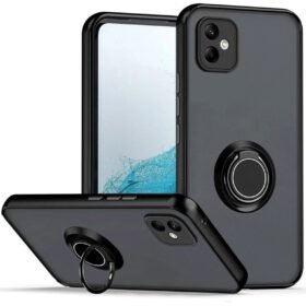 Samsung Galaxy A06 Kılıf Montreal Yüzüklü Silikon Kapak - Siyah-(5796)