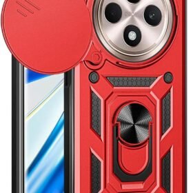 Xiaomi Redmi 14C Kılıf Pars Lens Yüzüklü Silikon - Kırmızı-(5796)