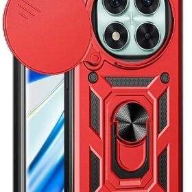 Xiaomi Redmi Note 14 Pro 4G Kılıf Pars Lens Yüzüklü Silikon - Kırmızı-(5796)