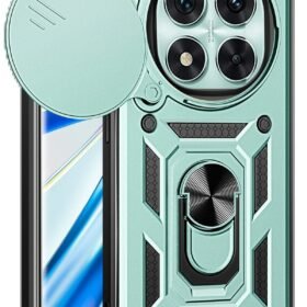 Xiaomi Redmi Note 14 Pro 5G Kılıf Pars Lens Yüzüklü Silikon - Yeşil-(5796)