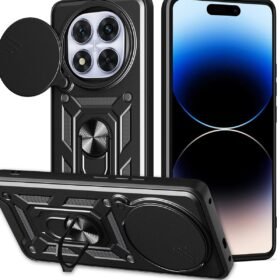 Xiaomi Redmi Note 14 Pro Plus Kılıf Pars Lens Yüzüklü Silikon - Siyah-(5796)