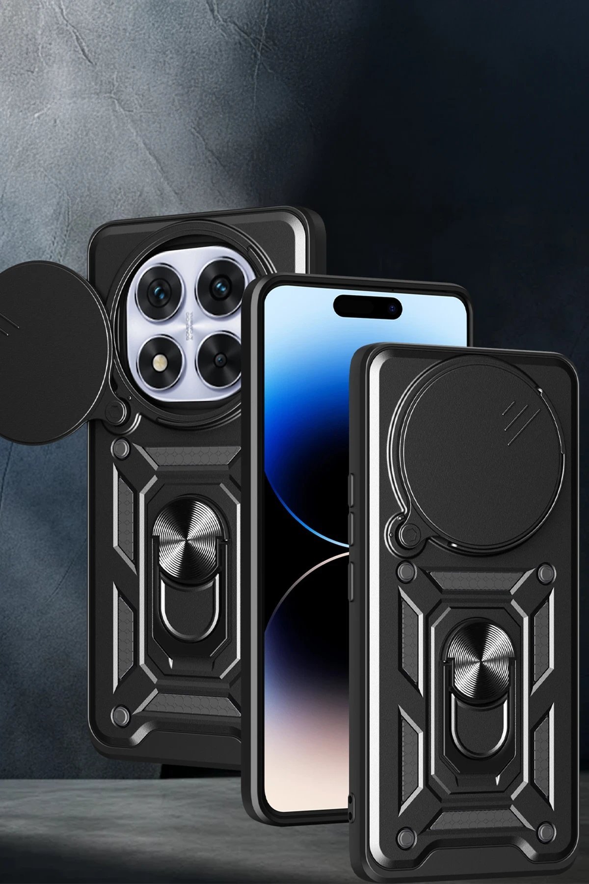 Xiaomi Redmi Note 14 Pro Plus Kılıf Pars Lens Yüzüklü Silikon - Siyah-(5796) - Görsel 2