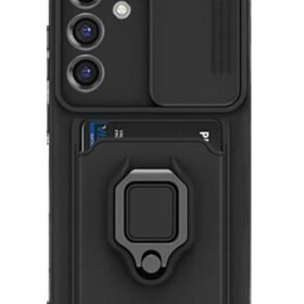 Samsung Galaxy S25 Plus Kılıf Zuma Kartvizitli Yüzüklü Silikon - Siyah-(5796)