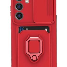 Samsung Galaxy S25 Plus Kılıf Zuma Kartvizitli Yüzüklü Silikon - Kırmızı-(5796)