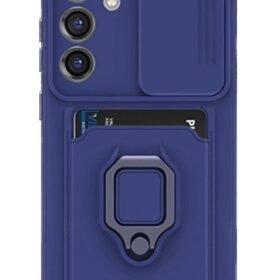 Samsung Galaxy S25 Plus Kılıf Zuma Kartvizitli Yüzüklü Silikon - Lacivert-(5796)