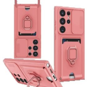 Samsung Galaxy S25 Ultra Kılıf Zuma Kartvizitli Yüzüklü Silikon - Pembe-(5796)