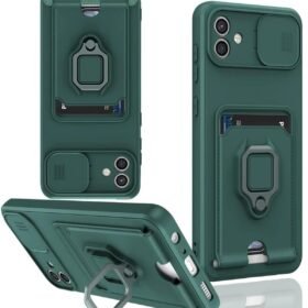 Samsung Galaxy A06 Kılıf Zuma Kartvizitli Yüzüklü Silikon - Yeşil-(5796)