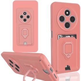 Xiaomi Redmi 14C Kılıf Zuma Kartvizitli Yüzüklü Silikon - Pembe-(5796)