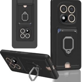 Xiaomi Redmi Note 14 Pro 5G Kılıf Zuma Kartvizitli Yüzüklü Silikon - Siyah-(5796)