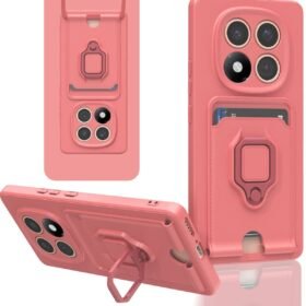 Xiaomi Redmi Note 14 Pro 5G Kılıf Zuma Kartvizitli Yüzüklü Silikon - Pembe-(5796)