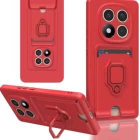 Xiaomi Redmi Note 14 Pro Plus Kılıf Zuma Kartvizitli Yüzüklü Silikon - Kırmızı-(5796)