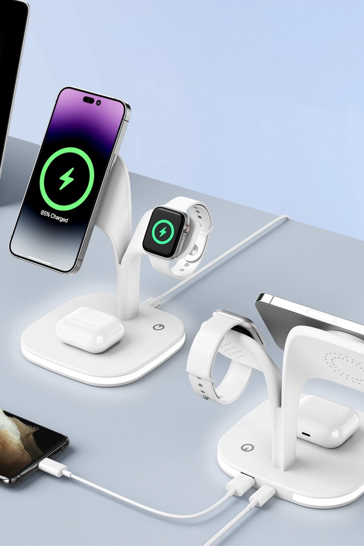 YM-UD22 Kablosuz Şarj Masaüstü Set - Lila-(5796) - Görsel 5