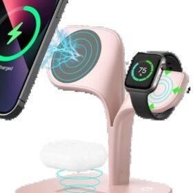 YM-UD22 Kablosuz Şarj Masaüstü Set - Pembe-(5796)