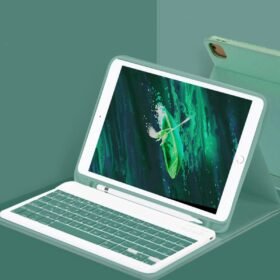 iPad Pro 12.9 (2024) Kılıf KC01 Smart Klavyeli Tablet Kılıfı - Koyu Yeşil-(5796)