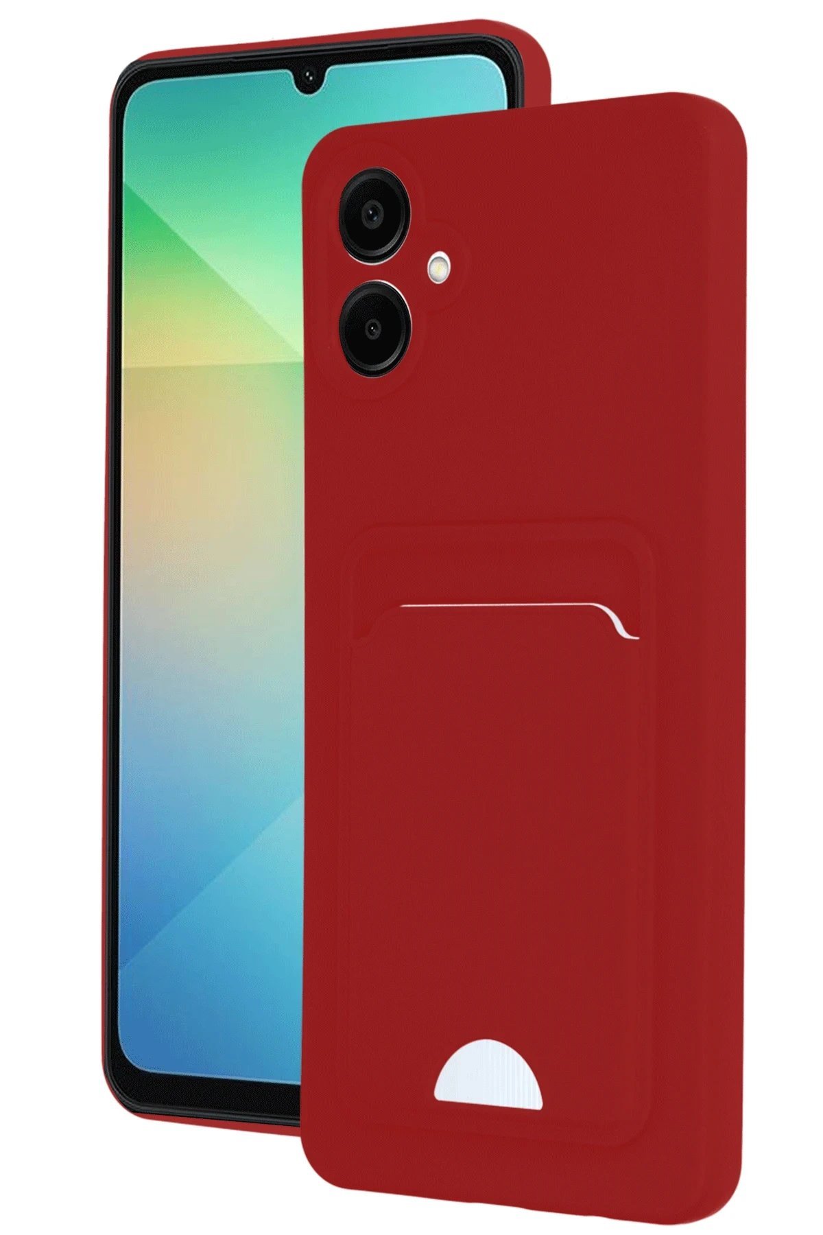 Samsung Galaxy A06 Kılıf Kelvin Kartvizitli Silikon - Kırmızı-(5796)