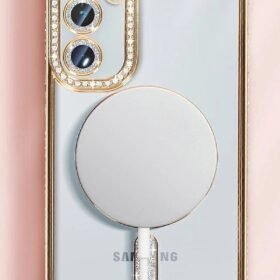 Samsung Galaxy S25 Kılıf Joke Simli Magneticsafe Kılıf - Pembe-(5796)