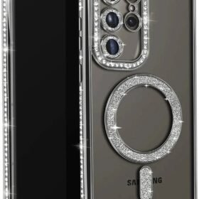 Samsung Galaxy S25 Ultra Kılıf Joke Simli Magneticsafe Kılıf - Siyah-(5796)