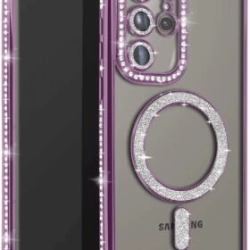 Samsung Galaxy S25 Ultra Kılıf Joke Simli Magneticsafe Kılıf - Derin Mor-(5796)