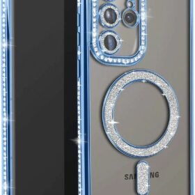 Samsung Galaxy S25 Ultra Kılıf Joke Simli Magneticsafe Kılıf - Mavi-(5796)