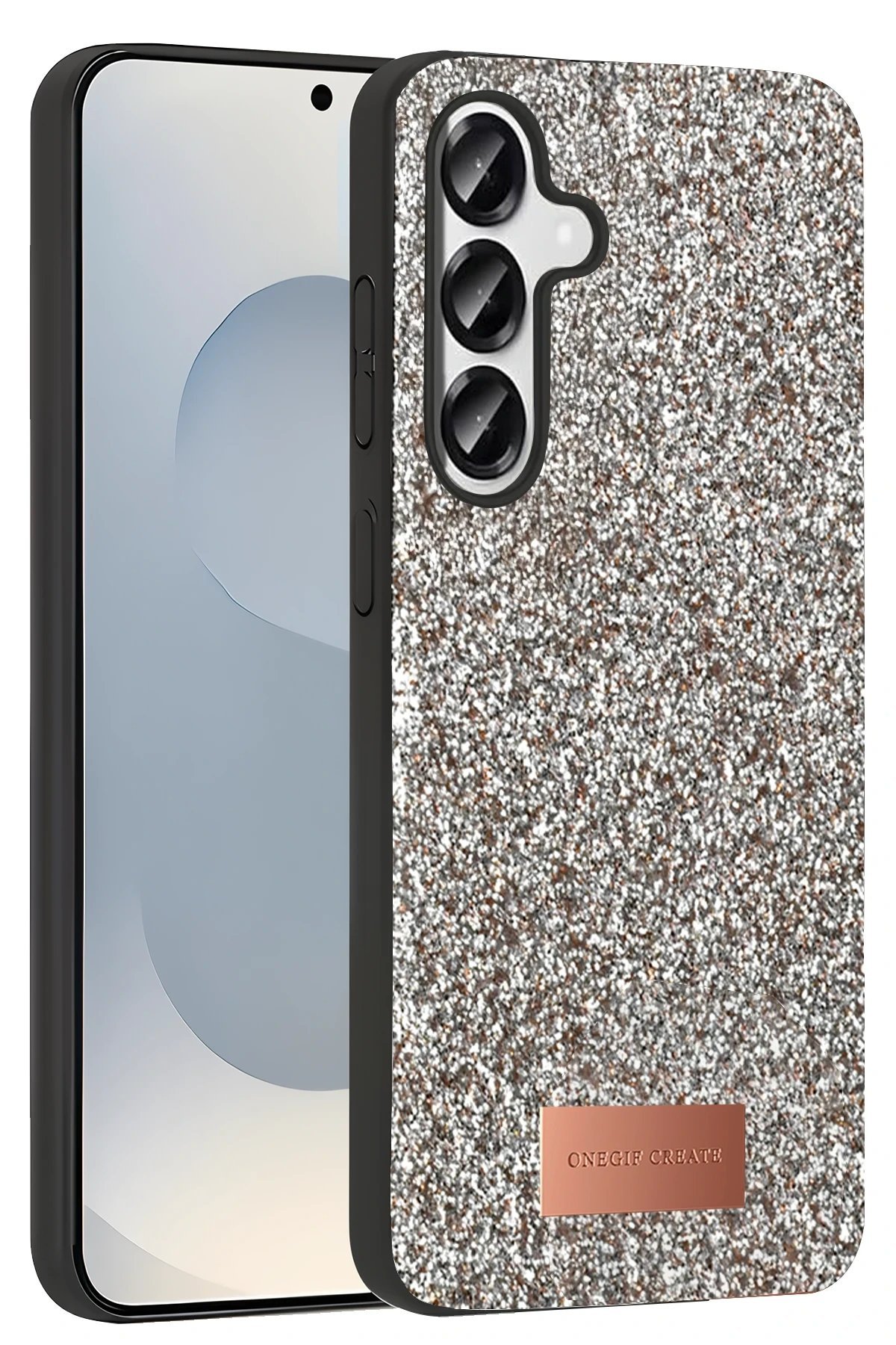 Samsung Galaxy S25 Bright Simli Kapak - Gold-(5796) - Görsel 3