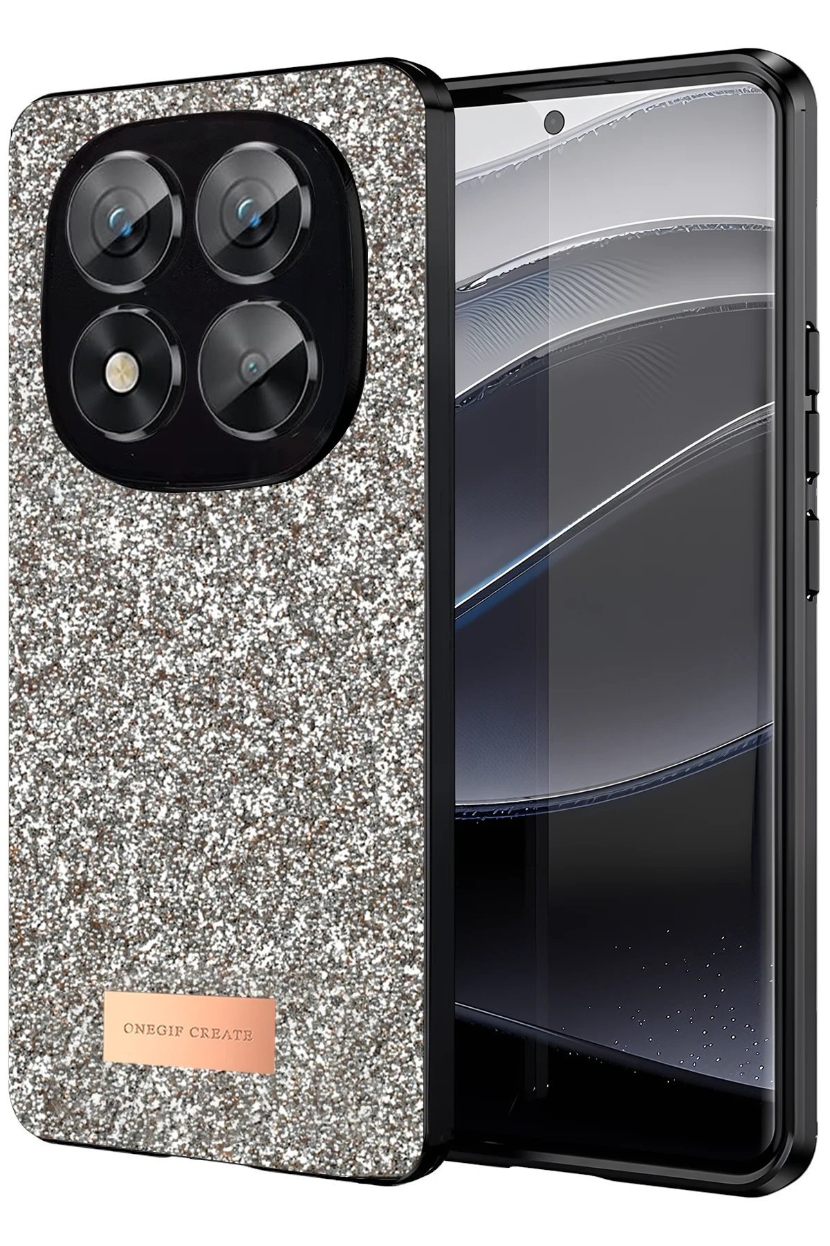 Xiaomi Redmi Note 14 Pro 5G Bright Simli Kapak - Gold-(5796)