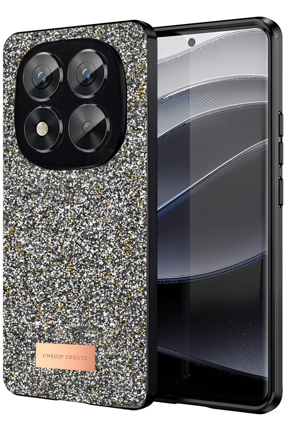 Xiaomi Redmi Note 14 Pro 5G Bright Simli Kapak - Gümüş-(5796)