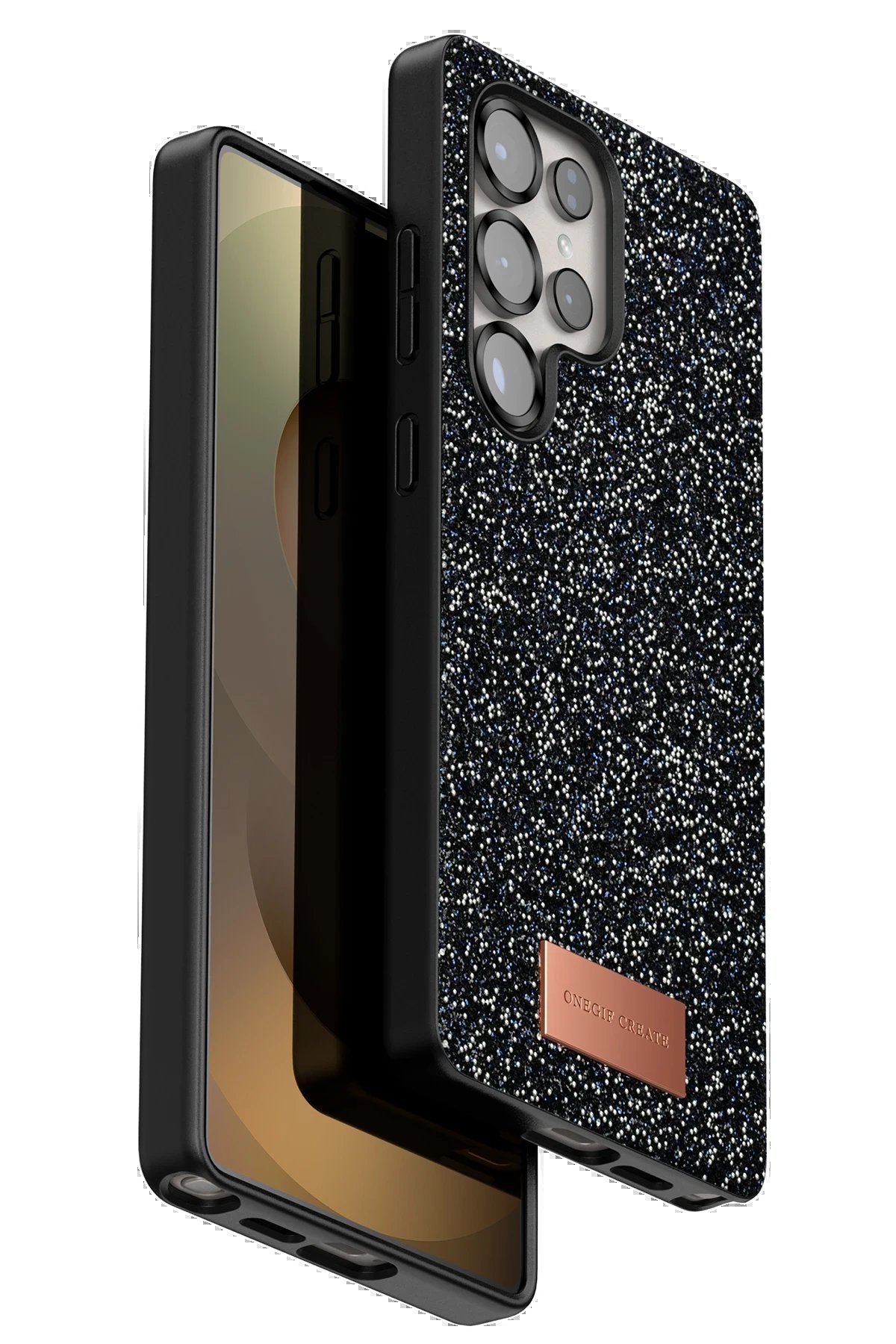 Samsung Galaxy S25 Ultra Bright Simli Kapak - Siyah-(5796)