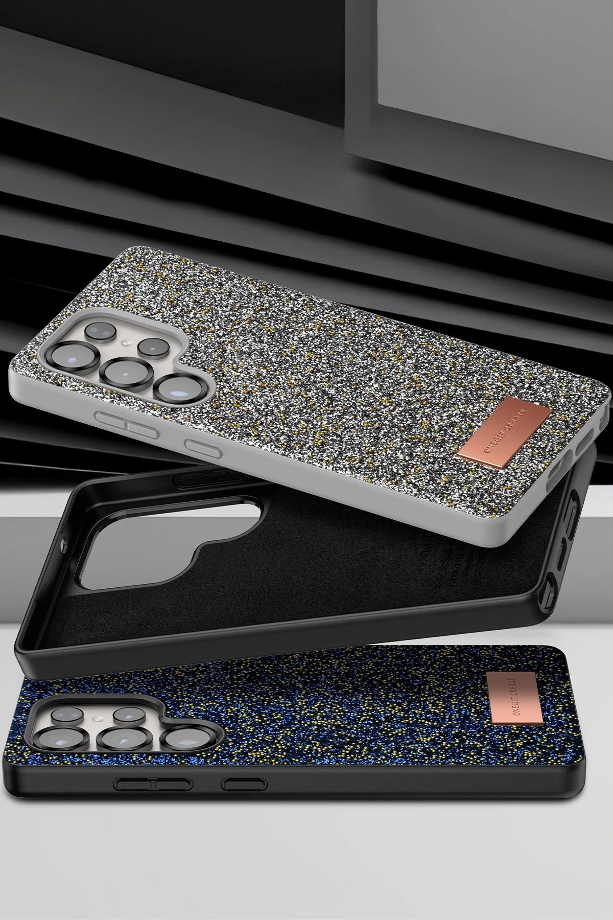 Samsung Galaxy S25 Ultra Bright Simli Kapak - Siyah-(5796) - Görsel 3