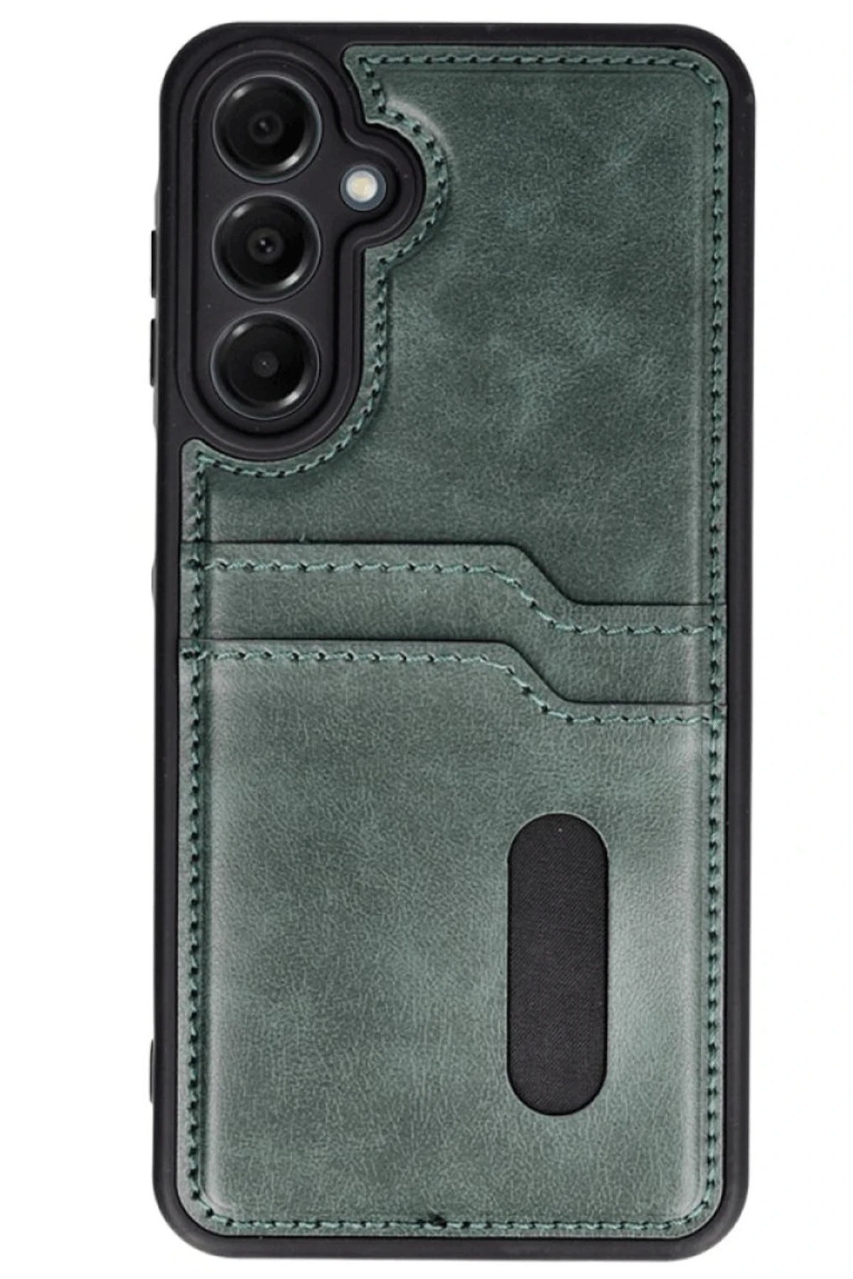 Samsung Galaxy A26 Kılıf Sara Kartvizitli Deri Kılıf - Koyu Yeşil-(5796) - Görsel 2