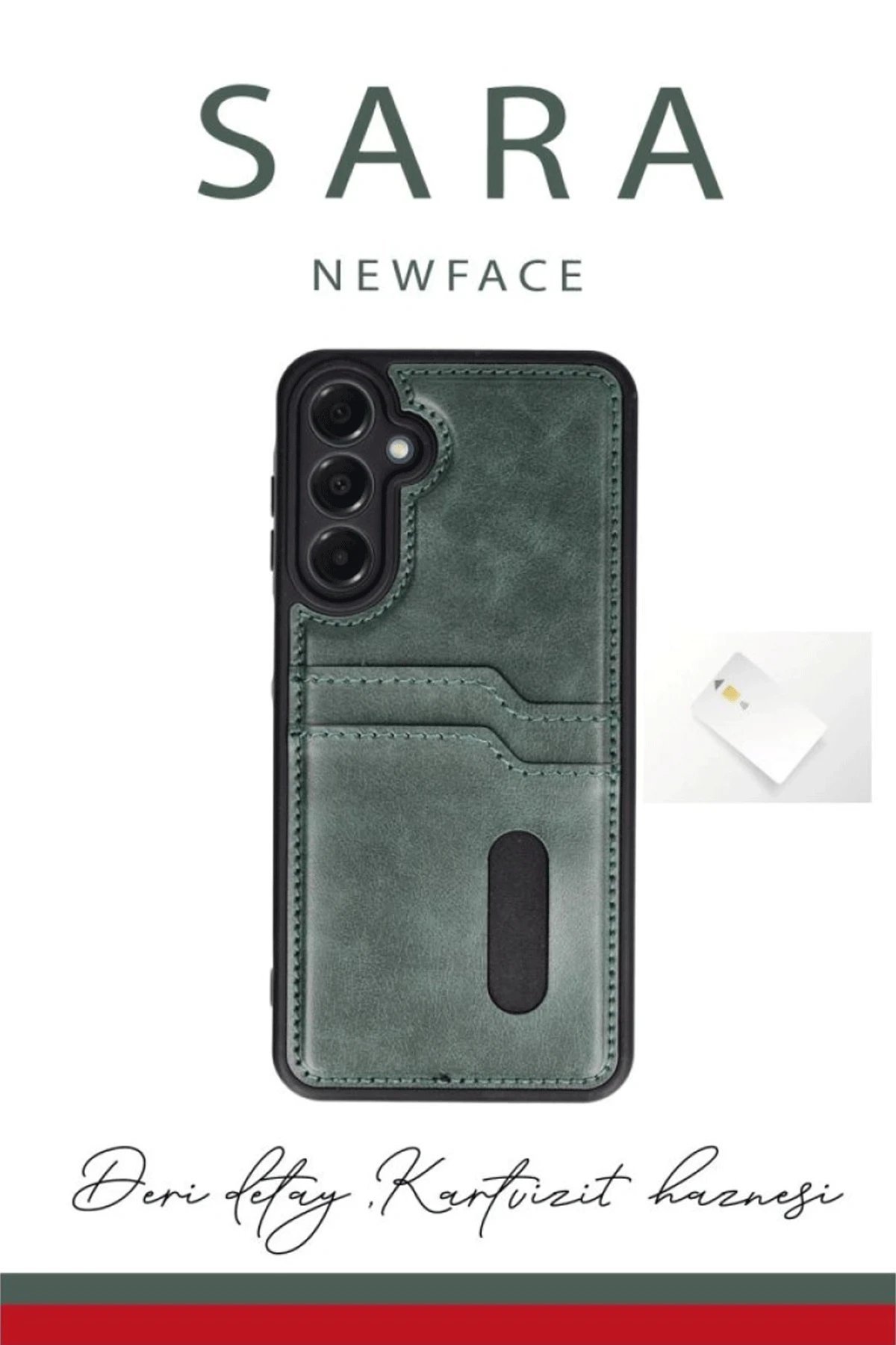 Samsung Galaxy A26 Kılıf Sara Kartvizitli Deri Kılıf - Taba-(5796)